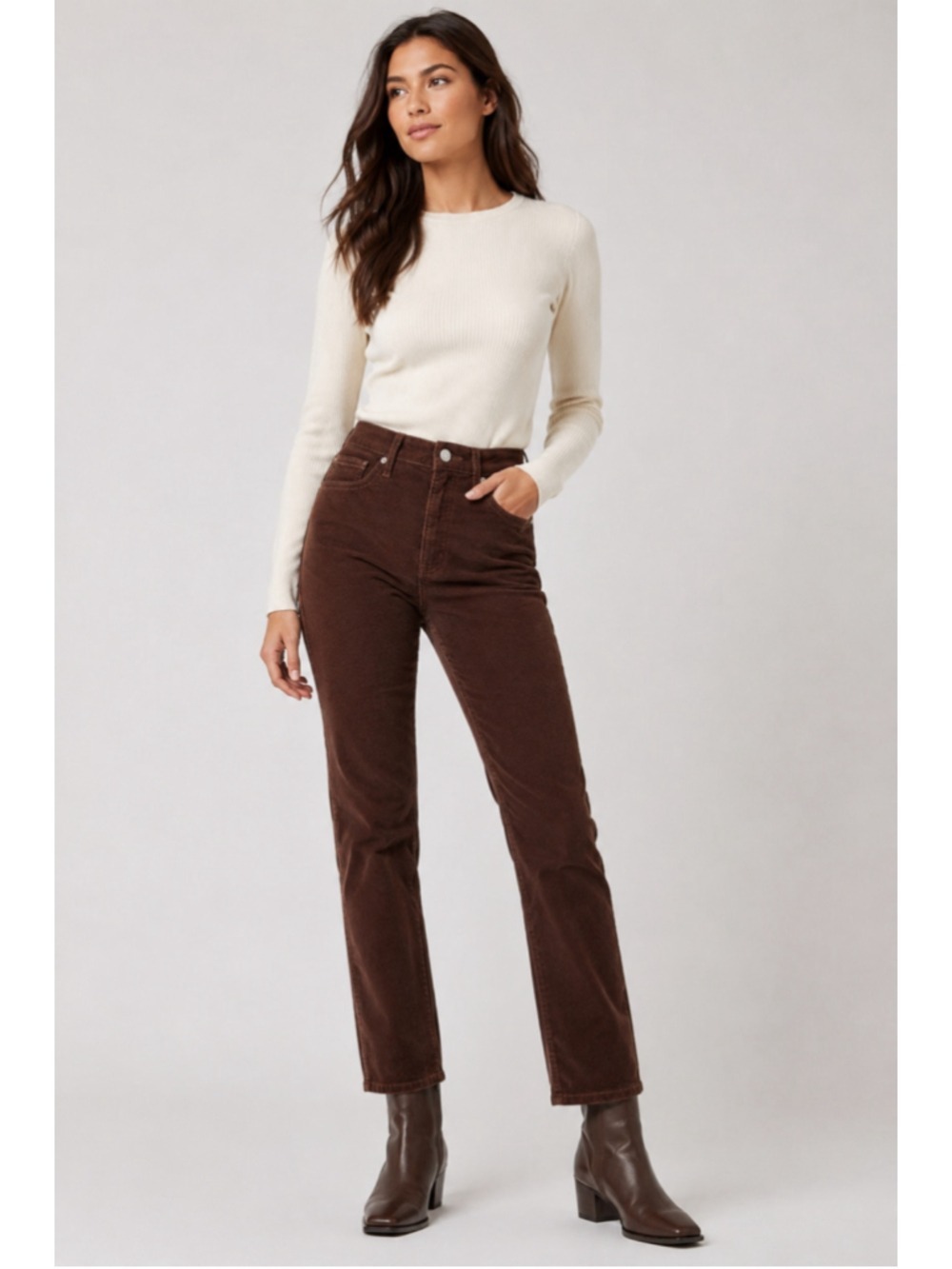 GAP High Rise Vintage Slim Corduroy Pants 0 25R Brown NWT Stretch 28”